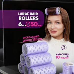 TEMU 6개 대형 자가 접착 헤어 컬러 - 플러피 클립 루트, 길이 연장 및 볼륨 롤러, 게으른 헤어 스타일링용, 내구성 알루미늄 디자인, 홈 & 살롱용, 헤어 컬러 롤러, 살롱 헤어 도구, 빠른 헤어스타일 솔루션