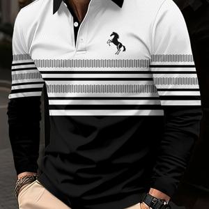 TEMU 남성용 3D 디지털 프린팅 기하학적 긴팔 셔츠 - 레귤러 스포츠 및 캐주얼 핏, 통기성 좋고 세탁기 사용 가능한 원단, 봄과 가을 야외 활동 및 데일리웨어에 적합, 편안한 캐주얼 의류, 경량 디자인, En