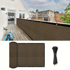 TEMU 발코니 사생활 보호 스크린 울타리, 사생활 보호 울타리 커버 메시 방풍 울타리 그늘막, UV 보호용 아일렛 포함, 아파트, 테라스, 뒤뜰, 수영장, 현관에 적합 (1개, 커피 색상)