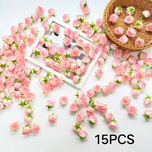 TEMU 15개 리얼리스틱 인조 소형 장미 부케 - 미니 장미 머리, 웨딩, 파티, /어버이날 장식, 헤어핀, 꽃다발용 - 관리가 쉬운 우아한 인조 꽃 (꽃병 미포함)