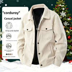 TEMU JOSHIMAY Obm 봄/가을 분위기 코듀로이 캐주얼 재킷, 스타일리시한 라펠 디자인과 편안하고 통기성 좋은 원단, 레트로 패셔너블하고 내구성이 뛰어나며 야외 캐주얼 복장에 완벽