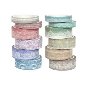 TEMU 12롤 레이스 및 종이 테이프 세트, 모란디 컬러 시스템, 다이어리 스크랩북 장식 테이프, 수제 용품, 문구류 추가