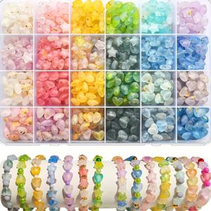 TEMU 800개 부드럽고 비즈 세트 (골든 글리터 및 하트/클로버/별 모양 컷 포함) - 소프트 핑크, 블루, 그린, 옐로우, 퍼플, 화이트, 투명, 골든 하트 파우더 포함 매트 포일 소프트 컬러 비즈 - 주얼리 제작, 팔찌, 키체인