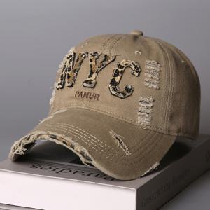 TEMU 아메리칸 레트로 빈티지 프린트 NYC 레터 자수 야구 모자 1개, 디스트레스드 워싱과 헤진 엣지, 스트리트 스타일 쿨한 남녀공용 썬햇, 얼굴 매력을 돋보이게 하는 패셔너블한 힙합 캐주얼 모자