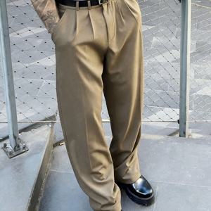 TEMU 남성 드레스 팬츠, 패셔너블 캐주얼 정장용 블랙 슬랙스, 우아한 드레이프 효과, 편안한 착용감, 다양한 파티와 휴가에 적합