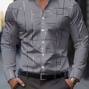 TEMU 남성용 웨스턴 신상 긴팔 셔츠 디지털 프린트 캐주얼 셔츠