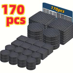 TEMU 170개 헤비듀티 비닐 가구 패드, 4가지 사이즈 미끄럼방지 바닥 보호대 - 하드우드 & 라미네이트 바닥용, 소음 감소, 스크래치 방지 의자 다리 패드, 소파, 테이블, 침대 호환 (가정 및 상업용)