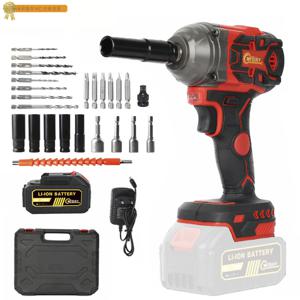 TEMU [국내발송] MFOIAY 21V 500N.m 고토크 전기 임팩 렌치 - 브러시리스 모터, 2-in-1 무선 및 플러그인, 리튬 이온 충전식 드릴/드라이버 기능, 자동차 수리 및 기계 작업, DIY 프로젝트용 인체공학적 그립 (드릴 비트 및 소켓 포함), 자동차용 무선 임팩 렌치