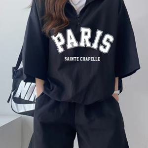 TEMU 캐주얼 트레이닝복 세트 여성 여름 2026 신상 반팔 반바지 캠퍼스풍 귀여운 소녀 달리기 2종 세트