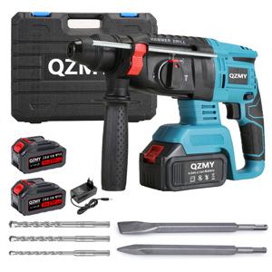 TEMU 21V 무선 충전식 전기 파괴 함마 곡괭이 고출력 해머드릴 브러쉬리스 모터 핸드 전동 임팩트 드릴 콘크리트 전문 끌벽 자갈펀칭 4000mah배터리 총2개