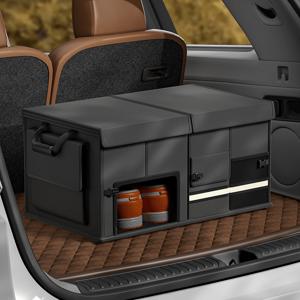 TEMU 차량용 신발수납함 깔끔이 트렁크 정리함 접이식 트렁크 정리함 차량용 다기능 캠핑 보관함 뚜껑 포함, 대용량 다중 칸 수납함, SUV용, 차량 화물 정리용 메쉬 포켓이 있는 원단 소재