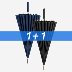 TEMU 1+1 튼튼한 대형 장우산 태풍 골프 우산 커버 포함