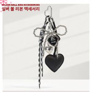 TEMU 실버 리본 가방 걸이 & 키링 - 러블리 하트 액세서리, 귀여운 여성용 가방 고리, 스타일리시한 패션 코디템