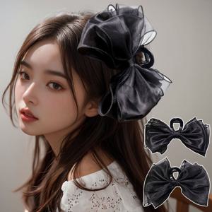 TEMU 빅사이즈 왕리본 집게핀, 헤어 클립 액세서리, 포니테일 대왕 리본핀, 업스타일 리본 머리집게핀, 올림머리 대형 머리핀 헤어핀, 반묶음 헤어클로
