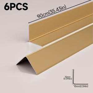 TEMU 6개 90cm L자형 알루미늄 합금 모서리 가드, 10mm X 10mm 초슬림 얇은 엣지 트림 - 벽 몰딩 및 트림, 벽 모서리, 계단, 문틀, 바닥 가장자리용 모서리 보호, 주방, 욕실, 사무실, 모던 홈 데코, 메탈 마감, 5가지 색상