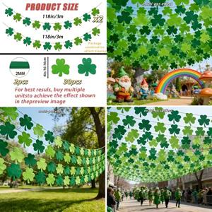 TEMU 32개 클로버 덩굴 장식 - 총 길이 238인치 - 300CM 길이 - 성 패트릭 데이 클로버 배경 걸이 장식 - 생일 선물 장식품, 봄 녹색 잎 테마 홈 데코, 행운을 위한 축제 파티 장식, 부활절 장식, 사무실