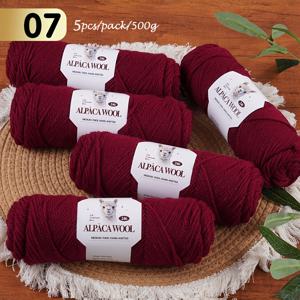 TEMU 500g 5개 세트, 100% 알파카 울 실, 두꺼운 실, 뜨개질, 코바늘, 수제 스웨터, 스카프, 모자, 가디건 등에 적합. 부드럽고 피부에 친화적, 가을과 겨울철 따뜻함에 이상적