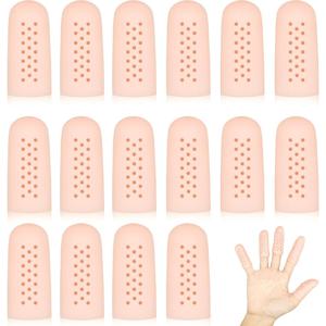 TEMU 16개입 통기성 천공 젤 핑거 코트 - 부드러운 실리콘 커버, 상처, 건선, 습진에 적합, 모든 연령대 - 손톱 & 큐티클 보호, 상처 관리, 민감한 피부, 일상 사용 및 치료용