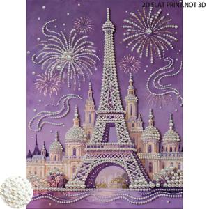 TEMU 1개 프레임리스, 신상 진주 페인팅, 에펠탑 패턴, 페인팅 키트, 5D 진주 모양 부분 페인팅 키트, 가정 거실, 침실, 서재 및 기타 벽 장식 예술에 적합, 깜짝 선물, 크리스마스, 새해 선물