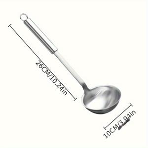 TEMU 냄비 연장 손잡이 납작 스푼 - 가정, 식당 및 호텔 주방에 적합 - 튼튼한 스테인리스 스틸 조리 도구, 수프, 찌개 및 소스 서빙용으로 설계 | 모던 주방 도구 | 튼튼한 스테인리스 스틸 납작 스푼