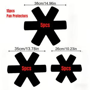 TEMU 15개 세트의 튼튼한 논스틱 조리기구 보호대. 스크래치 방지 디자인, 세척 및 재사용 가능한 펠트 소재, 모든 종류의 냄비 및 프라이팬에 적합. 조리기구를 보호하고, 오래 지속되며, 미끄럼 방지 기능이 있어 인덕션, 가스레인지 모두에 완벽합니다.