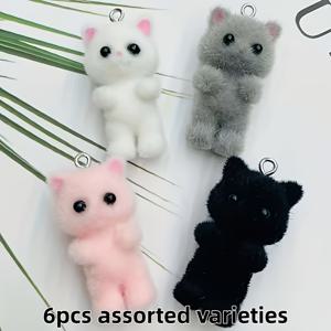 TEMU 고양이 펜던트 6개, DIY 주얼리 제작용, 팔찌, 목걸이용 - 초보자와 전문가 모두를 위한 완벽한 핸드메이드 선물 - 주얼리 액세서리 참