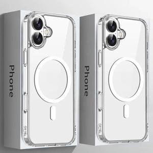 TEMU 휴대폰 케이스 - 2026년형 새로운 고급 투명 폰 커버 (아이폰 17 16 15 14 13 12 11 Pro Max 16 15 14 8 7 Plus 호환), 변색 방지, 마그네틱 충전, 미끄럼 방지, 초박형 보호 케이스