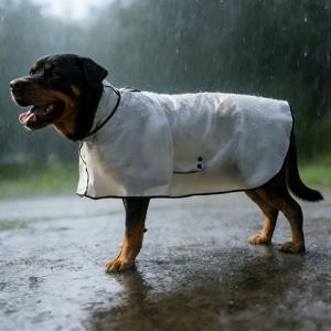 TEMU 대형견 및 중형견용 투명 비옷 - 반투명 반투명 비닐 우비, 강아지 야외용 비옷, 조절식 스냅 버튼 및 퀵 릴리스 버클 포함, 간편한 착용, 사계절용 - 골든 리트리버, 래브라도, 허스키 등, 강아지 비옷