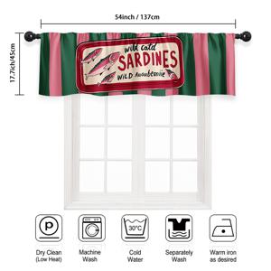 TEMU 2D 평면, 1개 레트로 정어리 통조림 캔 프린트 커튼 - 세미 로드 포켓 창문 커튼, 침실, 거실용, 레트로 정어리 캔 프린트 장식, 세탁기 사용 가능 (로드 미포함), 2D 평면