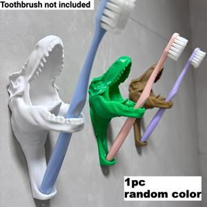 TEMU 공룡 모양 칫솔 거치대 1개 - 단색 벽걸이형 디자인, 창의적인 칫솔 보관대, 일상 위생 액세서리, 독특한 장식품, 꼭 맞는 디자인, 집 꾸미기용