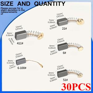 TEMU 30개 고강도 카본 브러시 교체용 - 드릴, 그라인더, 폴리셔 및 모터용 내구성 모터 수리 부품, 금속 베이스, 드릴, 그라인더, 폴리셔 호환