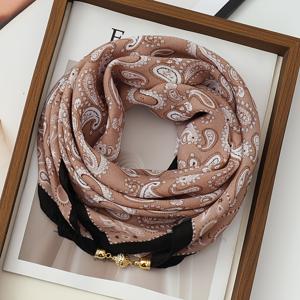 TEMU 여성용 페이즐리 스퀘어 스카프 쇼울 - 자석 잠금 페이즐리 프린트 넥 랩 & 헤드스카프, 웨딩, 여행, 파티용 - 부드럽고 따뜻하며 통기성 좋은 핸드워시 가능한 우아한 액세서리