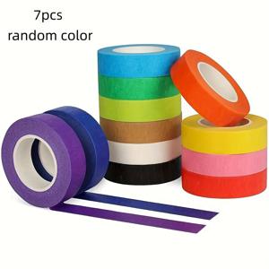 TEMU 7롤 컬러 마스킹 테이프, 미술 및 공예에 적합, 각 롤은 10미터로 측정됩니다.
