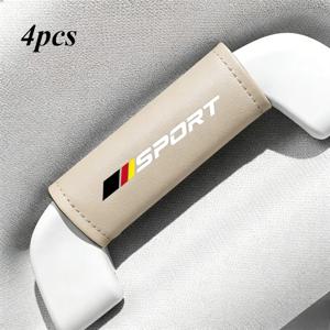 TEMU 4개 세트 나파 PU 가죽 자동차 내부 액세서리, 스포티 스타일 루프 핸들 장식 커버, 자동차 천장 핸들 보호 커버, 스타일리시 자동차 암레스트 커버