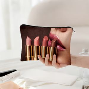 TEMU 뉴 스타일 멀티 컬러 립스틱 정리된 텍스처 메이크업 가방, 빠른 정리/가벼운 데일리 메이크업/오피스 터치업, 고급스러운 라이프스타일/인플루언서 스타일, 메이크업 가방/화장품 보관, 2D 플랫 프린트