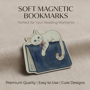 TEMU 1개 고양이 자석 책갈피, 책 위에 누워있는 고양이 페이지 마커, 부드러운 자석 책갈피, 책, 다이어리, 플래너, 노트북, 독서, 공부, 학교, 사무실, 홈 데스크 문구 액세서리