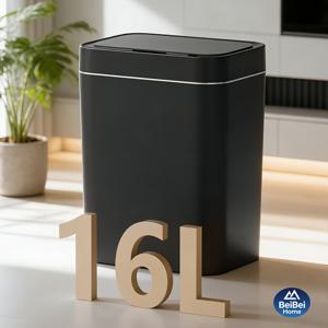 TEMU 1개 16L 모션 센서 및 무소음 뚜껑 기능이 있는 스마트 - 비접촉식 직사각형 스마트 , 주방, 침실, 욕실, 사무실에 적합 - 위생적인 선물, 집들이 선물 또는 개학 선물로 이상적