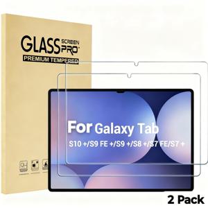 TEMU 2개입 - 강화 유리 HD 투명 액정 보호 필름, 갤럭시 탭 S10 플러스 2024/탭 S9 FE 플러스/S9 플러스/S8 플러스/S7 FE/S7 플러스 12.4인치 2023에 적합, 태블릿 SM-X820/X610/X810/X800/T730/T970 호환