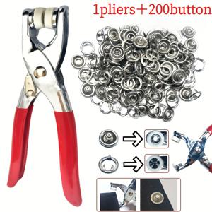 TEMU 200개 금속 재봉 단추 및 1개 스냅 패스너 플라이어 세트 - 쉬운 DIY 의류 단추 설치