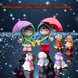 TEMU 러브 테마 레진 우산 커플 피규어 4개 세트 - 홈/오피스/차량용 우산 쉼터 장식 - 로맨틱 테이블 데코, /새해 선물 (귀여운 사이즈 장식)