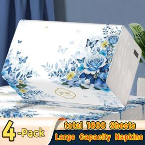 TEMU 총 1800매 4팩 대용량 5겹 두꺼운 엠보싱 냅킨 - 천연 순수 목재 펄프, 높은 흡수성 및 내구성, 주방, 욕실, 가정, 여행, 사무실, 기숙사용, 우아한 냅킨 디자인, 튼튼한 종이 냅킨