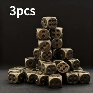 TEMU 빈티지 황동 주사위 3개, 롤플레잉, 보드게임 장식품, 아연 합금 소재, 아름다운 레트로 롤플레잉 주사위, 보드게임 및 파티게임에 완벽, 크리스마스와 생일을 위한 플레이어를 위한 완벽한 선물