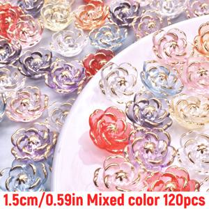 TEMU 120개 QYWCTZ 멀티컬러 아크릴 꽃 비즈 DIY 주얼리 만들기용, 캡슐 & 루즈 스타일의 꽃 모양 공예 비즈, 팔찌, 목걸이, 키체인, 헤어용 - 취미 및 전문 공예가용