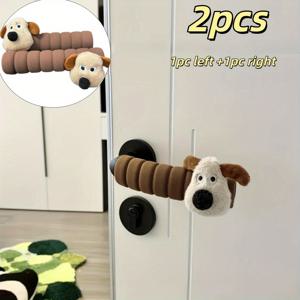 TEMU 귀여운 소 문손잡이 커버 - 충돌 방지, 정전기 방지, 선명한 소 얼굴 디자인의 도톰한 도어 패널 보호대, 내구성 있는 폴리에스터 소재, 간편한 설치. 가정 장식, 욕실, 문손잡이 보호대, 재미있는 디자인, 튼튼함에 적합