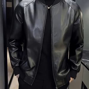 TEMU Shulei 워터 남성 패션 인조 가죽 재킷