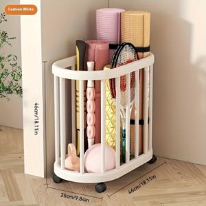 TEMU 요가 매트, 배드민턴 라켓, 스포츠 장비 또는 장난감 보관에 적합한 다기능 모바일 수납 바구니입니다. 심미적이고 공간 절약형입니다.