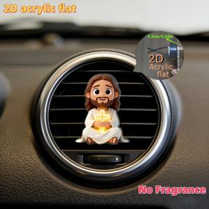 TEMU 2D 평면, 1개 귀여운 빛나는 십자가 패턴 차량 에어컨 통풍구 클립 장식, 