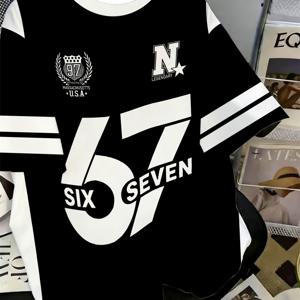 TEMU Boy King 'No. 66' 그래픽 티셔츠, 남아용 간편하고 스타일리시한 라운드넥 반팔 여름 티, 편안하고 속건성, 일상복, 축제 파티, 생일 선물로 완벽