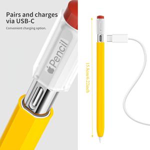 TEMU Apple 세대용 실리콘 보호 케이스, Apple Pencil USB-C 보호 커버용, 완벽한 그립감과 보호, 마그네틱 충전 호환, 옐로우, 편안함과 향수를 불러일으킴