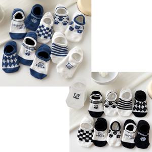 TEMU 5/10켤레 귀여운 곰돌이 패턴 통기성 좋은 편안한 보이즈 삭스, 여름철에 적합, 십대용